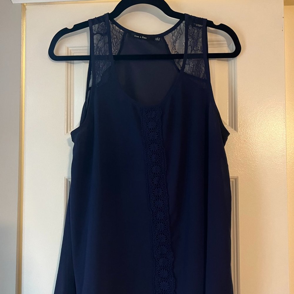 Navy Sleeveless Top with Lace